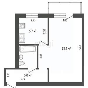 1-к квартира, вторичка, 32м2, 3/5 этаж