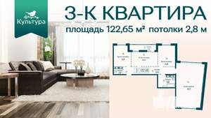 3-к квартира, вторичка, 123м2, 19/23 этаж