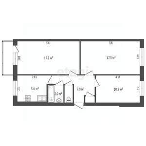 3-к квартира, вторичка, 73м2, 2/4 этаж