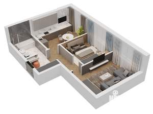 2-к квартира, вторичка, 55м2, 1/17 этаж