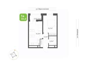 1-к квартира, вторичка, 41м2, 9/20 этаж