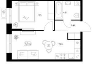 1-к квартира, вторичка, 37м2, 10/10 этаж