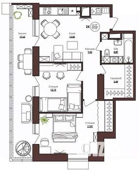 2-к квартира, вторичка, 70м2, 5/23 этаж
