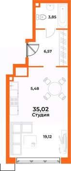 Студия квартира, вторичка, 35м2, 7/10 этаж