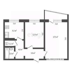 2-к квартира, вторичка, 52м2, 3/10 этаж