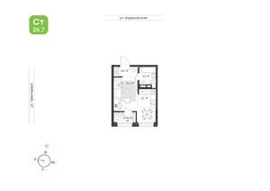 1-к квартира, вторичка, 27м2, 9/16 этаж