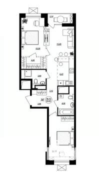 3-к квартира, строящийся дом, 70м2, 1/17 этаж