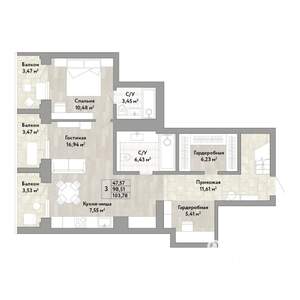 3-к квартира, вторичка, 99м2, 1/22 этаж