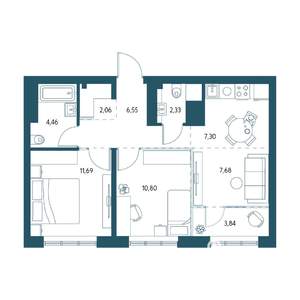 2-к квартира, вторичка, 55м2, 17/25 этаж