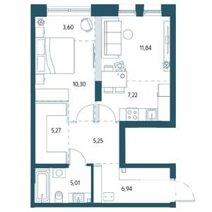1-к квартира, вторичка, 54м2, 2/17 этаж