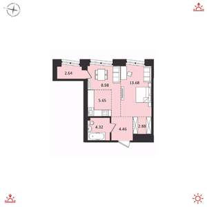 2-к квартира, вторичка, 43м2, 17/17 этаж