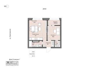 1-к квартира, вторичка, 41м2, 6/16 этаж