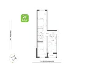 2-к квартира, вторичка, 69м2, 7/9 этаж