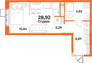 1-к квартира, вторичка, 29м2, 4/10 этаж