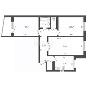 3-к квартира, вторичка, 67м2, 1/5 этаж