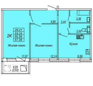 2-к квартира, вторичка, 55м2, 5/10 этаж