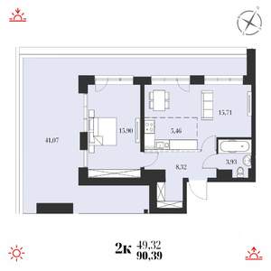 3-к квартира, строящийся дом, 90м2, 16/19 этаж