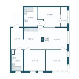 4-к квартира, строящийся дом, 90м2, 14/15 этаж