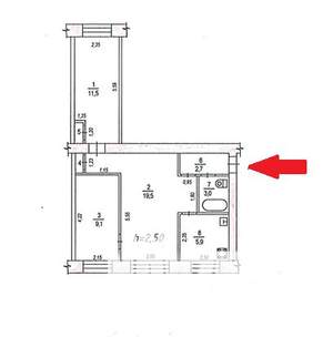 3-к квартира, вторичка, 54м2, 2/5 этаж