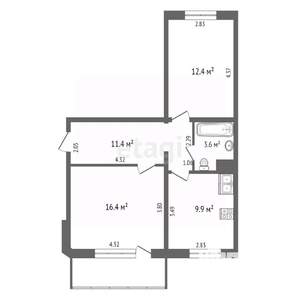 2-к квартира, вторичка, 50м2, 2/14 этаж