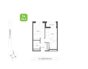 1-к квартира, вторичка, 40м2, 6/20 этаж