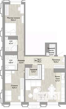 3-к квартира, вторичка, 94м2, 14/21 этаж