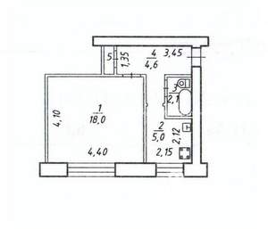 1-к квартира, вторичка, 30м2, 1/5 этаж