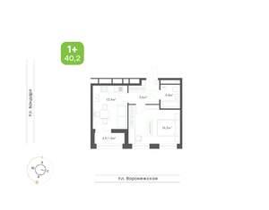 1-к квартира, вторичка, 40м2, 19/20 этаж