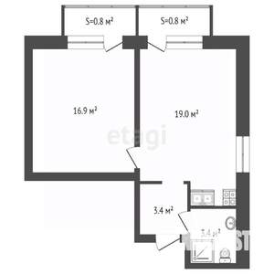 2-к квартира, вторичка, 43м2, 1/3 этаж