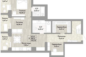 3-к квартира, вторичка, 99м2, 1/22 этаж