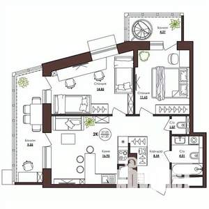 2-к квартира, строящийся дом, 61м2, 2/23 этаж