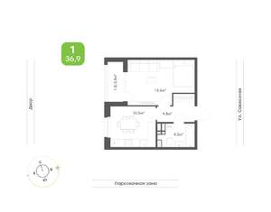 1-к квартира, вторичка, 37м2, 7/9 этаж