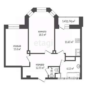 2-к квартира, вторичка, 65м2, 8/19 этаж