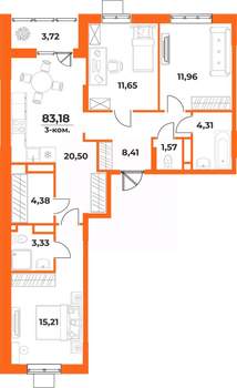 3-к квартира, вторичка, 83м2, 6/10 этаж