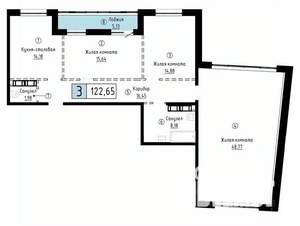 3-к квартира, вторичка, 123м2, 9/23 этаж