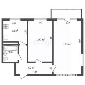 2-к квартира, вторичка, 43м2, 5/5 этаж