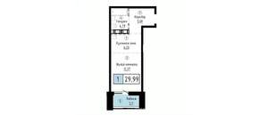 1-к квартира, вторичка, 30м2, 18/23 этаж