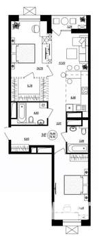 3-к квартира, строящийся дом, 78м2, 14/17 этаж