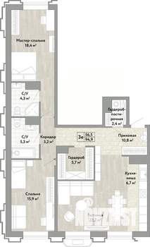 3-к квартира, вторичка, 95м2, 6/21 этаж