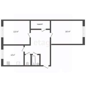 2-к квартира, вторичка, 47м2, 1/5 этаж