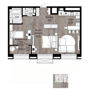 2-к квартира, вторичка, 63м2, 10/15 этаж