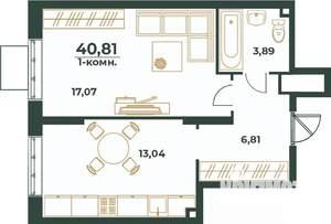 1-к квартира, вторичка, 41м2, 15/24 этаж