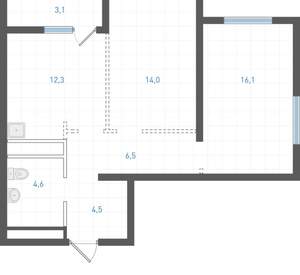 2-к квартира, вторичка, 60м2, 17/25 этаж