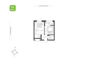1-к квартира, вторичка, 37м2, 7/9 этаж
