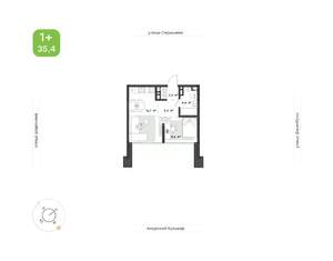 1-к квартира, вторичка, 35м2, 2/12 этаж