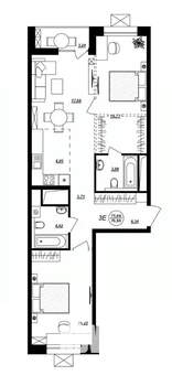 3-к квартира, строящийся дом, 77м2, 7/17 этаж