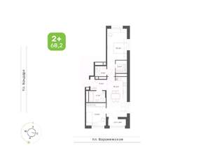 2-к квартира, вторичка, 67м2, 20/20 этаж