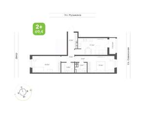 2-к квартира, вторичка, 69м2, 7/9 этаж