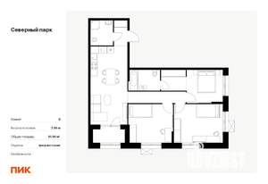 3-к квартира, вторичка, 82м2, 7/10 этаж