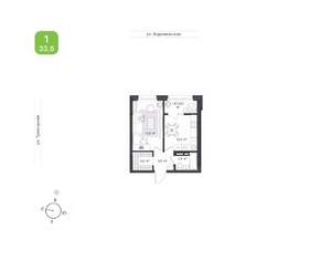 1-к квартира, вторичка, 34м2, 9/9 этаж